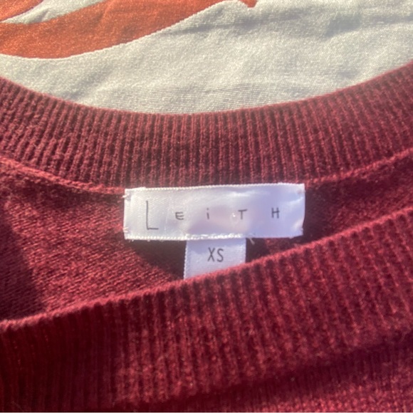 Leith Sweater Dress Long Sleeve Red Oversized Puffy Dress tie waist size xs - Picture 7 of 15